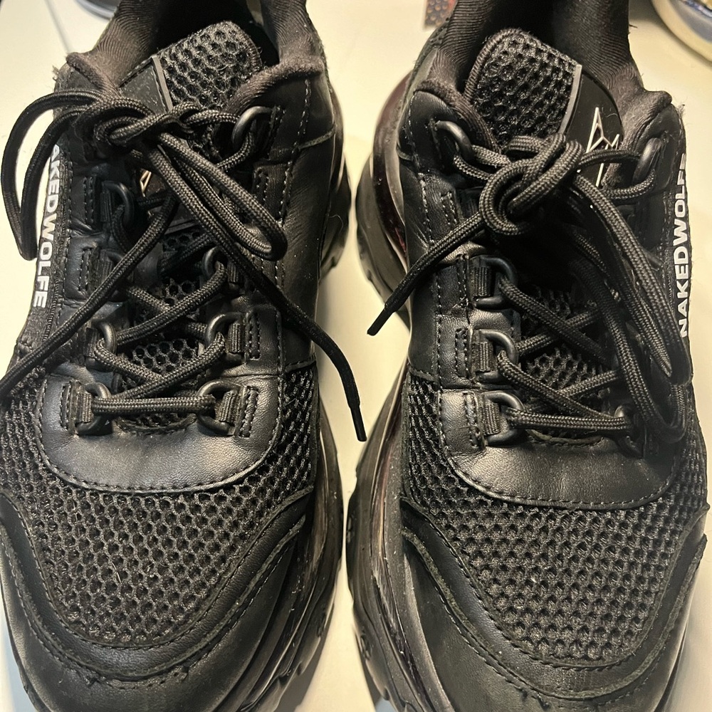 Y2K Naked Wolfe Chunky Black Sneakers VTG